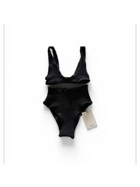 bond-eye Black Textured high waist 2 piece swim wear one size fits lost